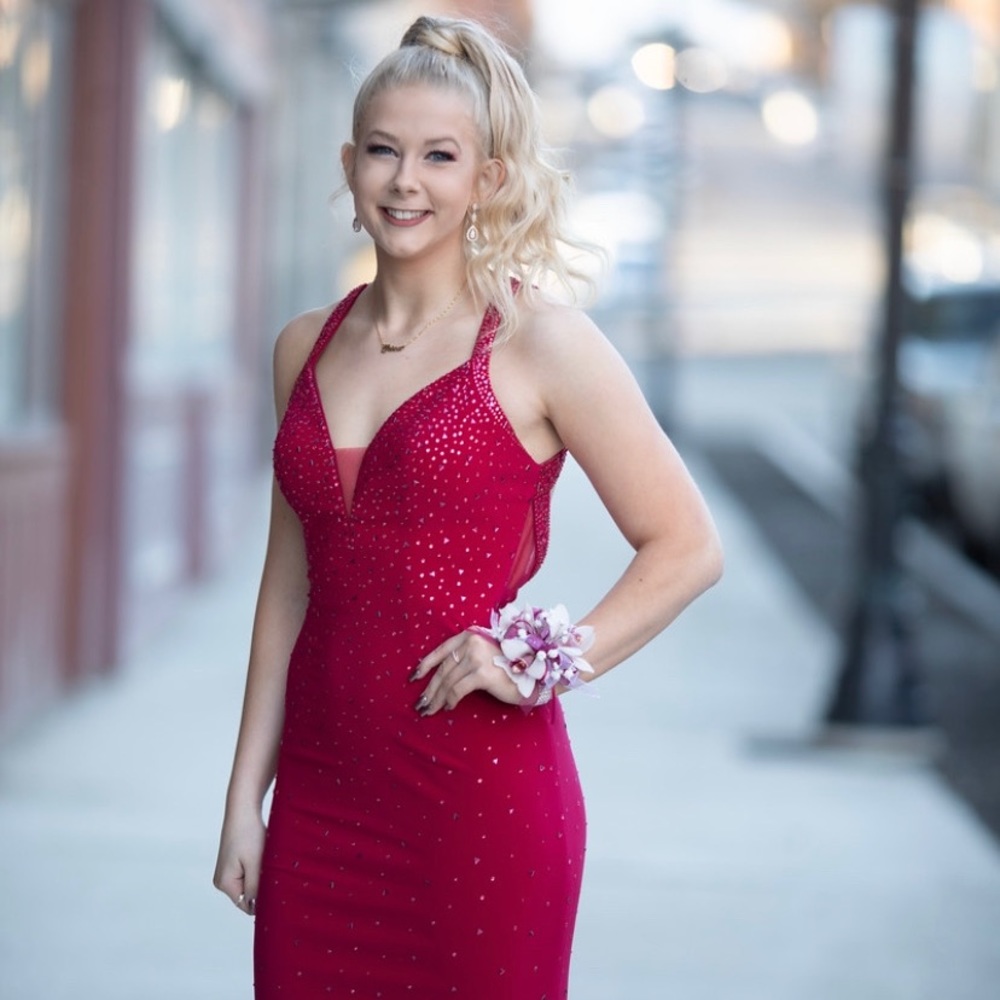 Tiffany Designs Red Backless Prom Dress